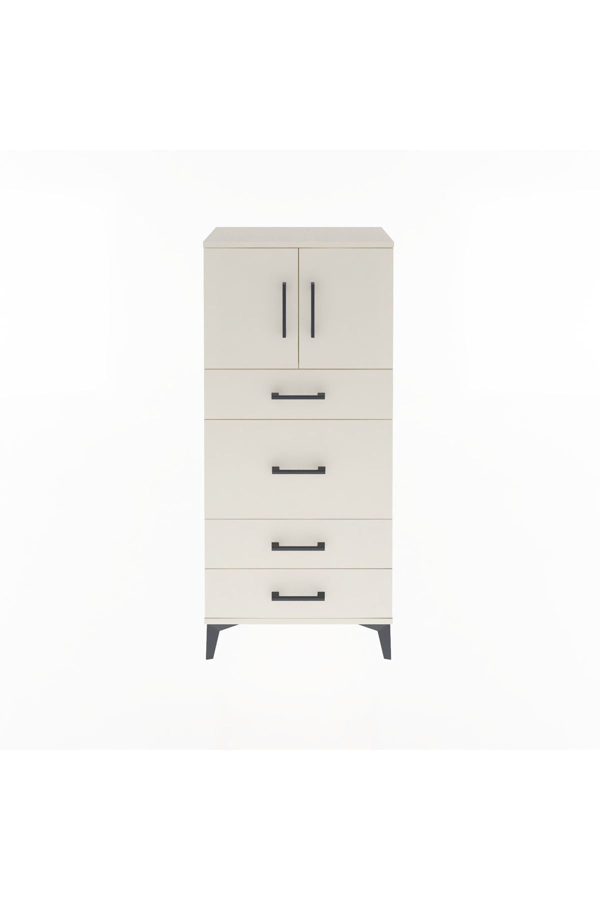 Arges Dolap Tek Raflı 4 Çekmeceli 2 Kapaklı 60x30x134 Aytaşı-Aytaşı