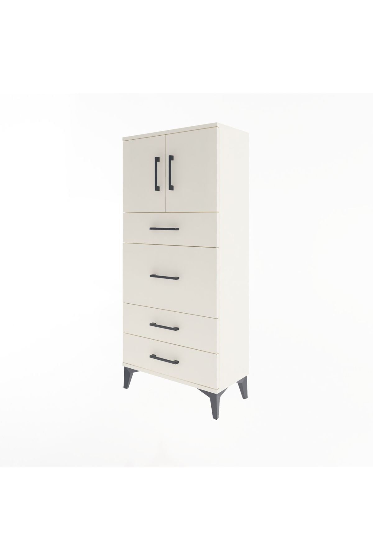 Arges Dolap Tek Raflı 4 Çekmeceli 2 Kapaklı 60x30x134 Aytaşı-Aytaşı