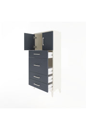 Arges Dolap Tek Raflı 4 Çekmeceli 2 Kapaklı 60x30x134 Aytaşı-Antrasit