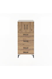 Arges Dolap Tek Raflı 4 Çekmeceli 2 Kapaklı 60x30x134 Aytaşı-Çam