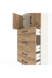 Arges Dolap Tek Raflı 4 Çekmeceli 2 Kapaklı 60x30x134 Aytaşı-Çam