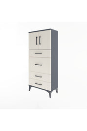 Arges Dolap Tek Raflı 4 Çekmeceli 2 Kapaklı 60x30x134 Antrasit-Aytaşı