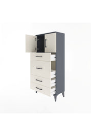 Arges Dolap Tek Raflı 4 Çekmeceli 2 Kapaklı 60x30x134 Antrasit-Aytaşı