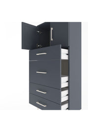 Arges Dolap Tek Raflı 4 Çekmeceli 2 Kapaklı 60x30x134 Antrasit-Antrasit