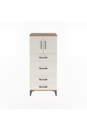 Arges Dolap Tek Raflı 4 Çekmeceli 2 Kapaklı 60x30x134 Çam-Aytaşı