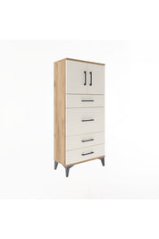 Arges Dolap Tek Raflı 4 Çekmeceli 2 Kapaklı 60x30x134 Çam-Aytaşı