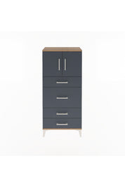 Arges Dolap Tek Raflı 4 Çekmeceli 2 Kapaklı 60x30x134 Çam-Antrasit