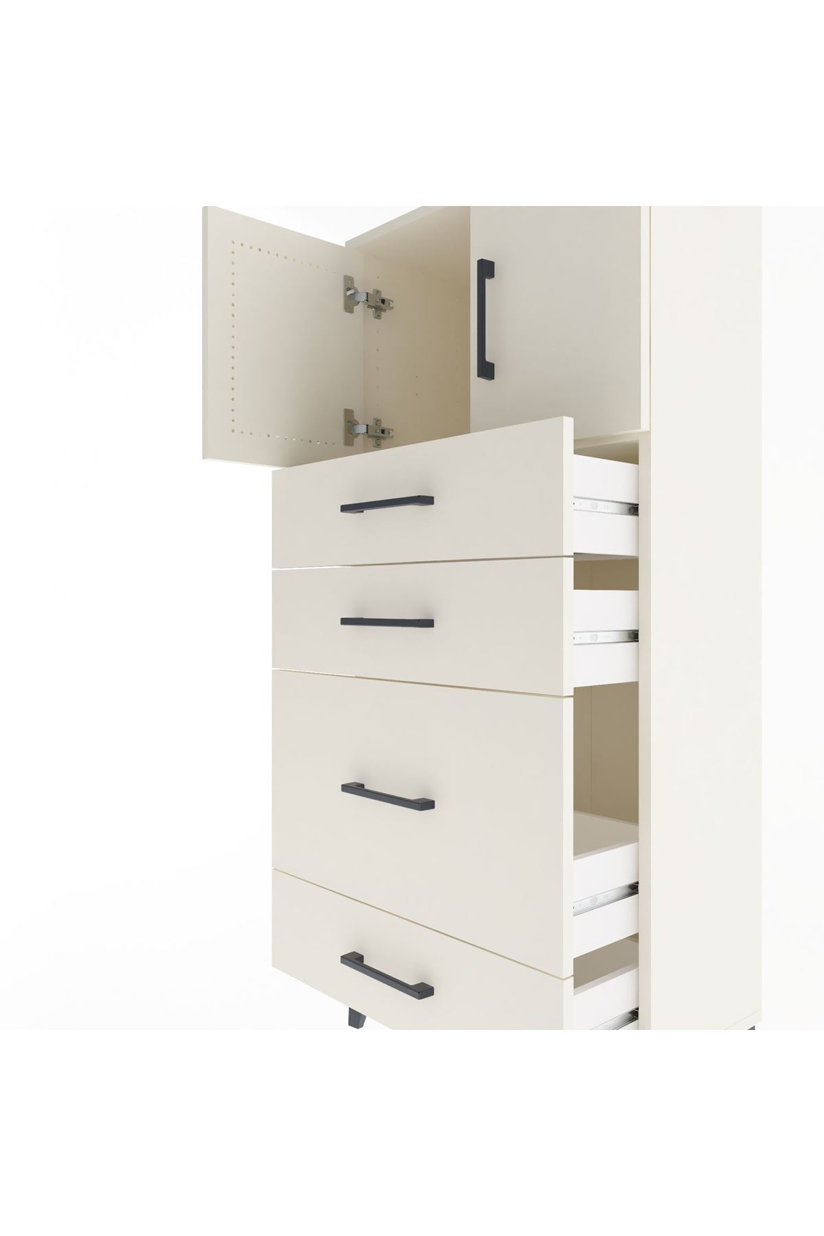 Arges Dolap Tek Raflı 4 Çekmeceli 2 Kapaklı 60x30x134 Aytaşı-Aytaşı