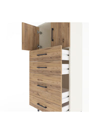 Arges Dolap Tek Raflı 4 Çekmeceli 2 Kapaklı 60x30x134 Aytaşı-Çam