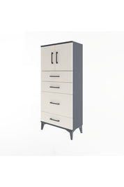 Arges Dolap Tek Raflı 4 Çekmeceli 2 Kapaklı 60x30x134 Antrasit-Aytaşı