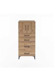 Arges Dolap Tek Raflı 4 Çekmeceli 2 Kapaklı 60x30x134 Çam-Çam