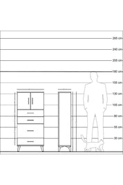 Arges Dolap Tek Raflı 4 Çekmeceli 2 Kapaklı 60x30x134 Çam-Çam