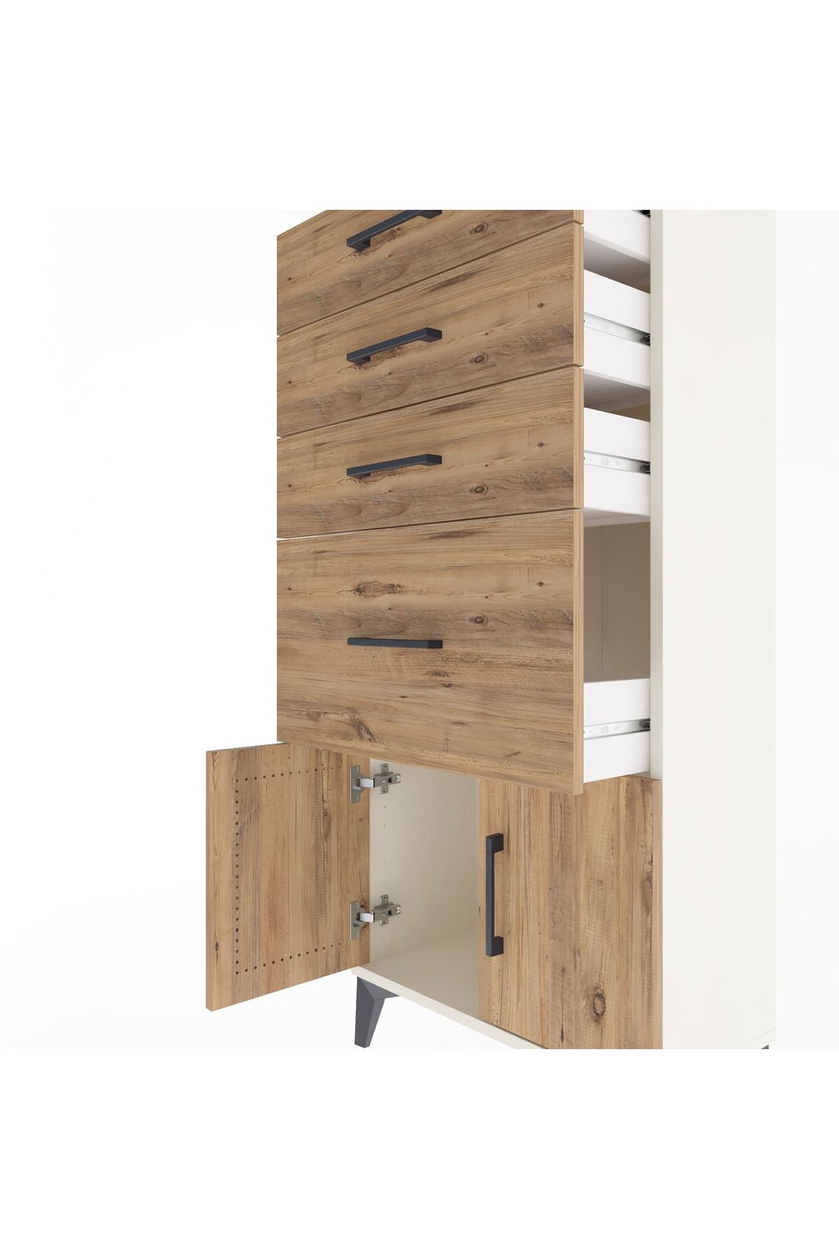 Arges Dolap 4 Çekmeceli 2 Kapaklı 60x30x134 Aytaşı-Çam