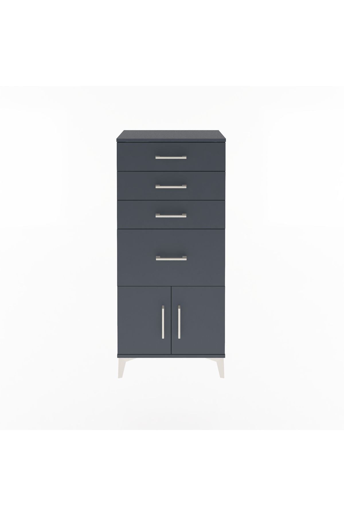 Arges Dolap 4 Çekmeceli 2 Kapaklı 60x30x134 Antrasit-Antrasit