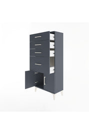Arges Dolap 4 Çekmeceli 2 Kapaklı 60x30x134 Antrasit-Antrasit
