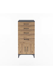 Arges Dolap 4 Çekmeceli 2 Kapaklı 60x30x134 Antrasit-Çam