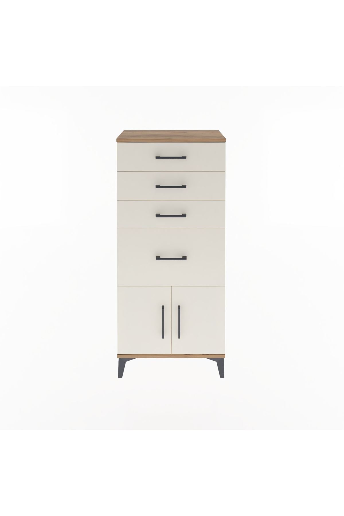 Arges Dolap 4 Çekmeceli 2 Kapaklı 60x30x134 Çam-Aytaşı