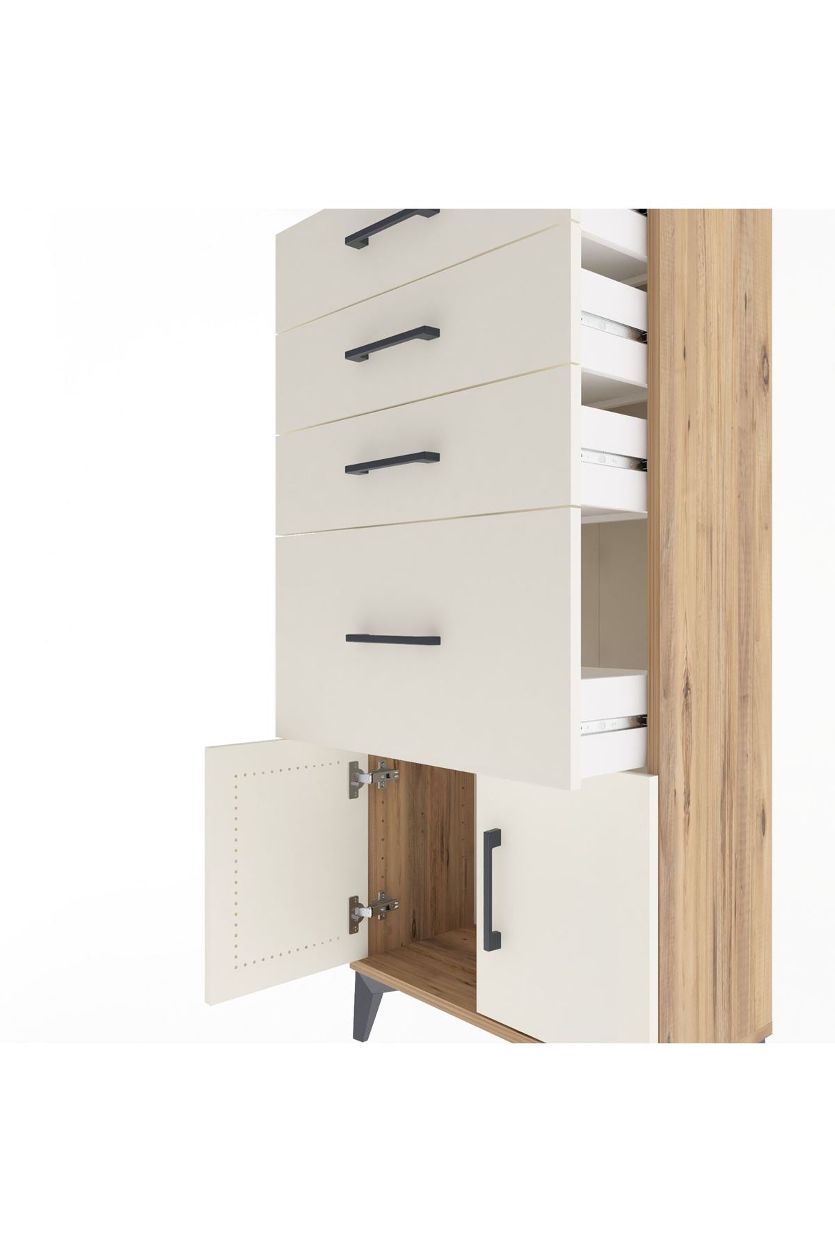 Arges Dolap 4 Çekmeceli 2 Kapaklı 60x30x134 Çam-Aytaşı