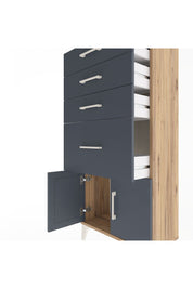 Arges Dolap 4 Çekmeceli 2 Kapaklı 60x30x134 Çam-Antrasit