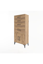 Arges Dolap 4 Çekmeceli 2 Kapaklı 60x30x134 Çam-Çam