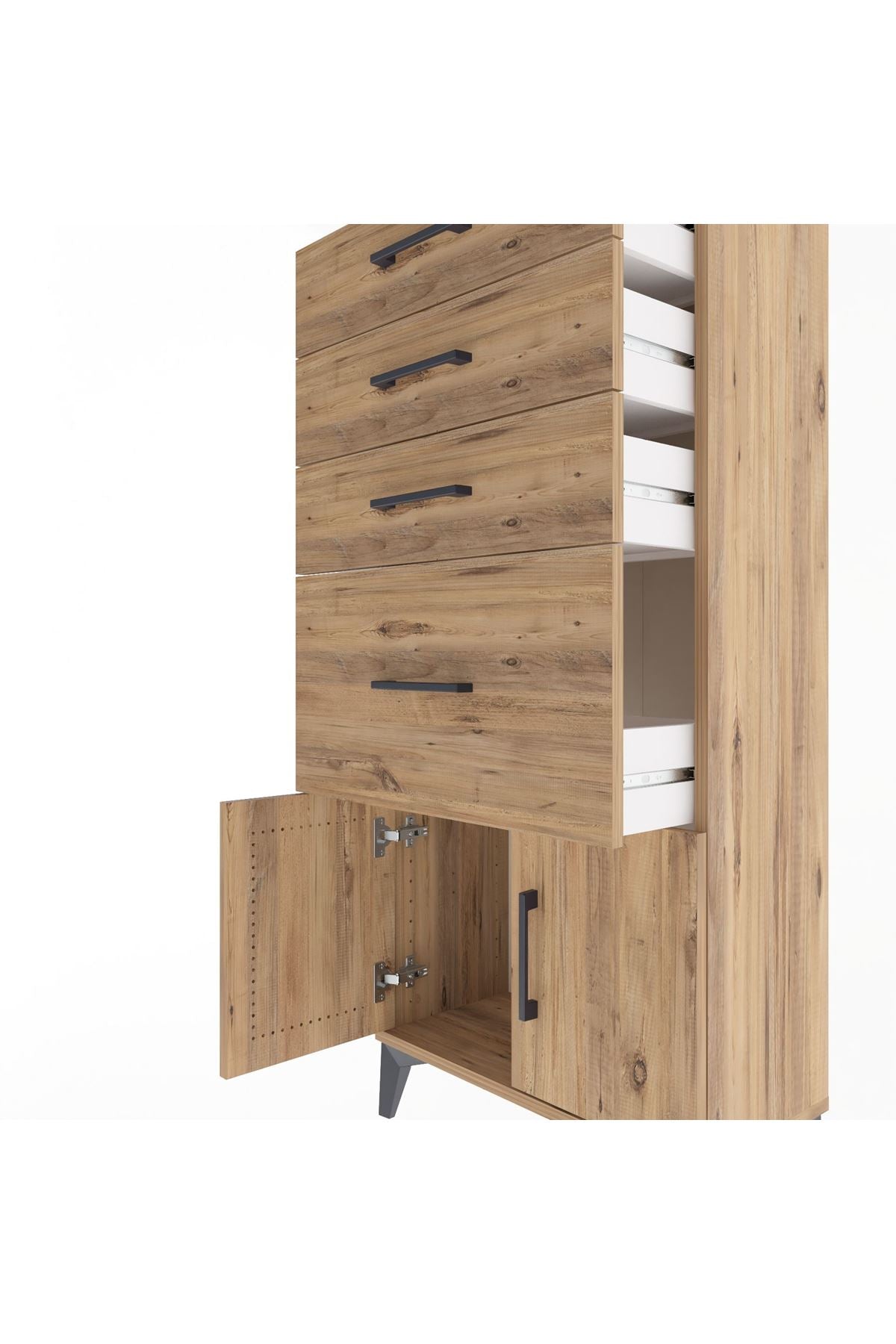 Arges Dolap 4 Çekmeceli 2 Kapaklı 60x30x134 Çam-Çam