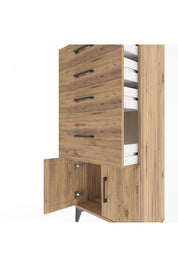 Arges Dolap 4 Çekmeceli 2 Kapaklı 60x30x134 Çam-Çam