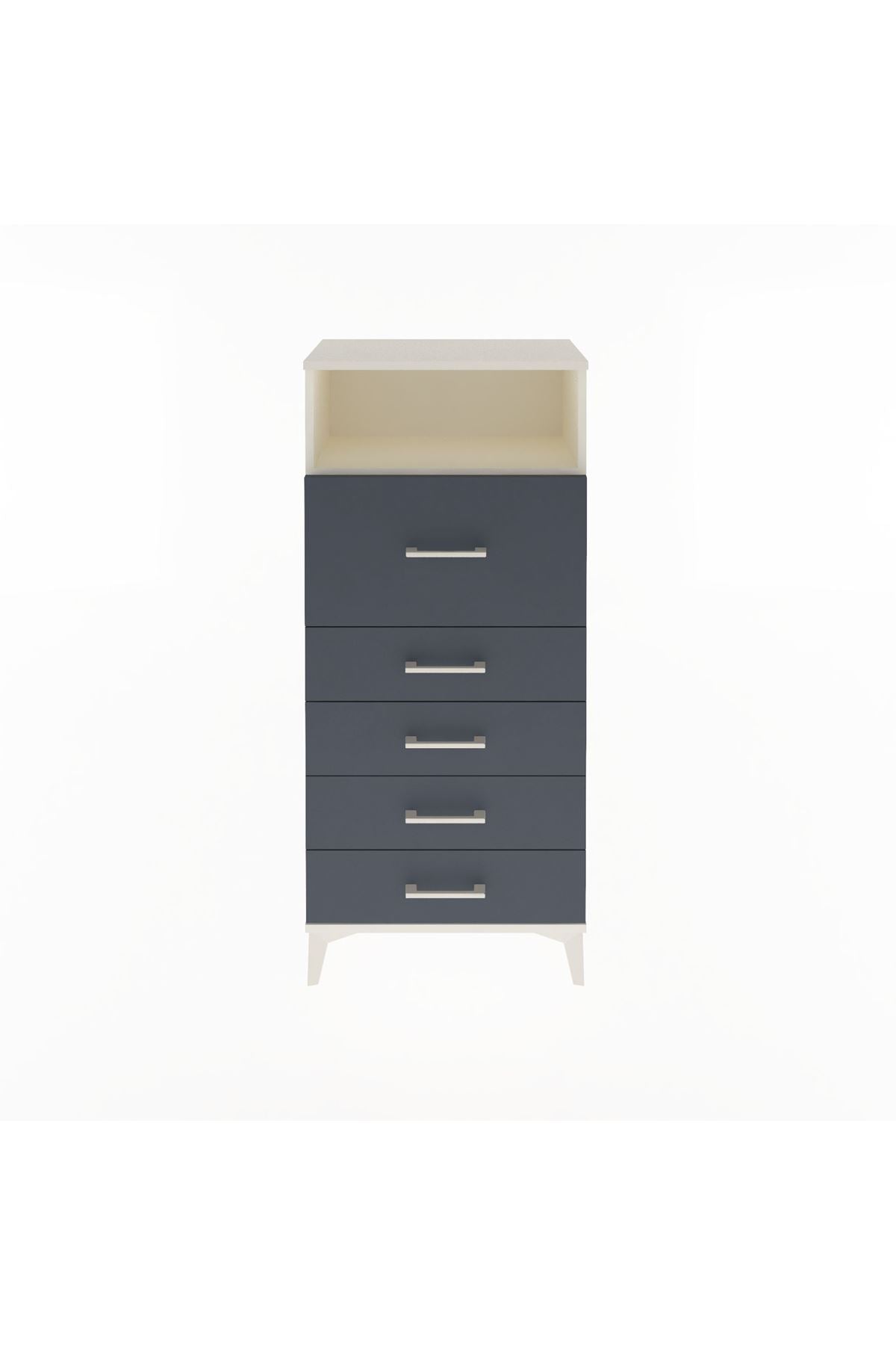 Arges Dolap Tek Raflı 5 Çekmeceli 60x30x134 Aytaşı-Antrasit