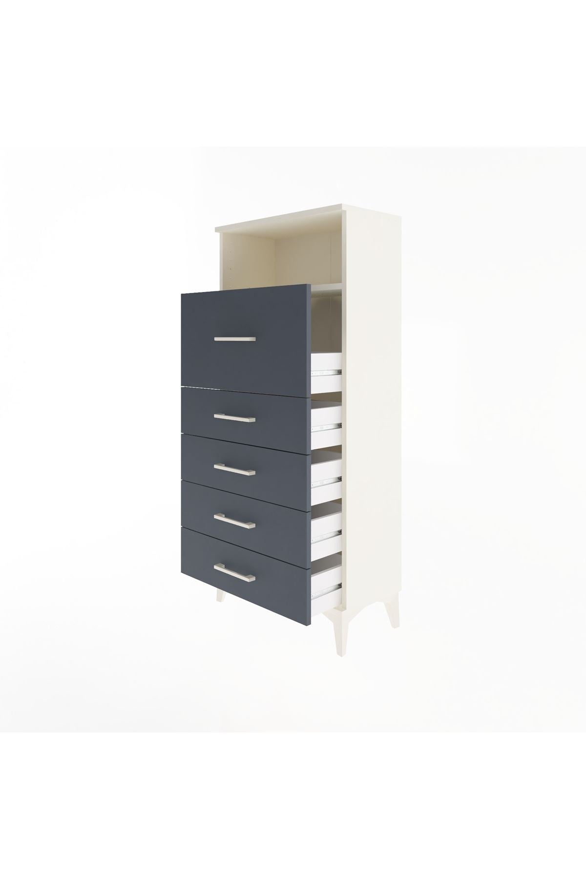 Arges Dolap Tek Raflı 5 Çekmeceli 60x30x134 Aytaşı-Antrasit