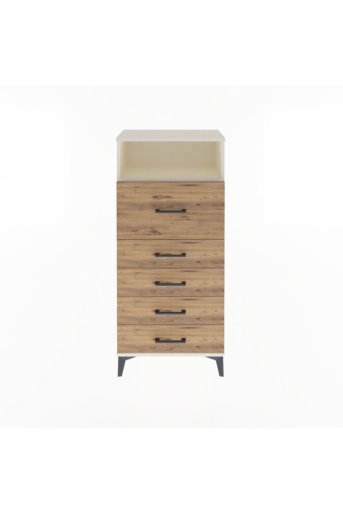 Arges Dolap Tek Raflı 5 Çekmeceli 60x30x134 Aytaşı-Çam