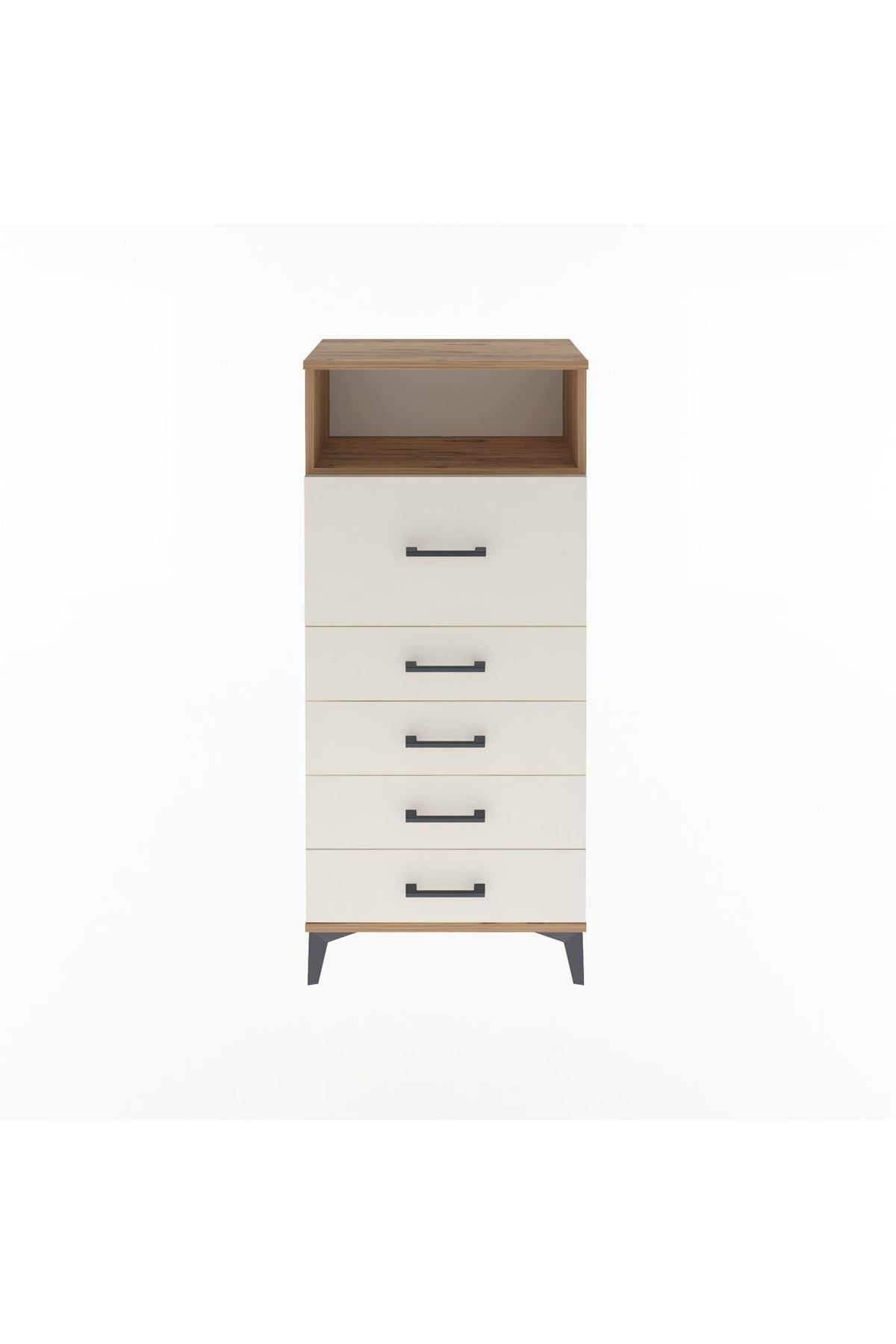 Arges Dolap Tek Raflı 5 Çekmeceli 60x30x134 Çam-Aytaşı