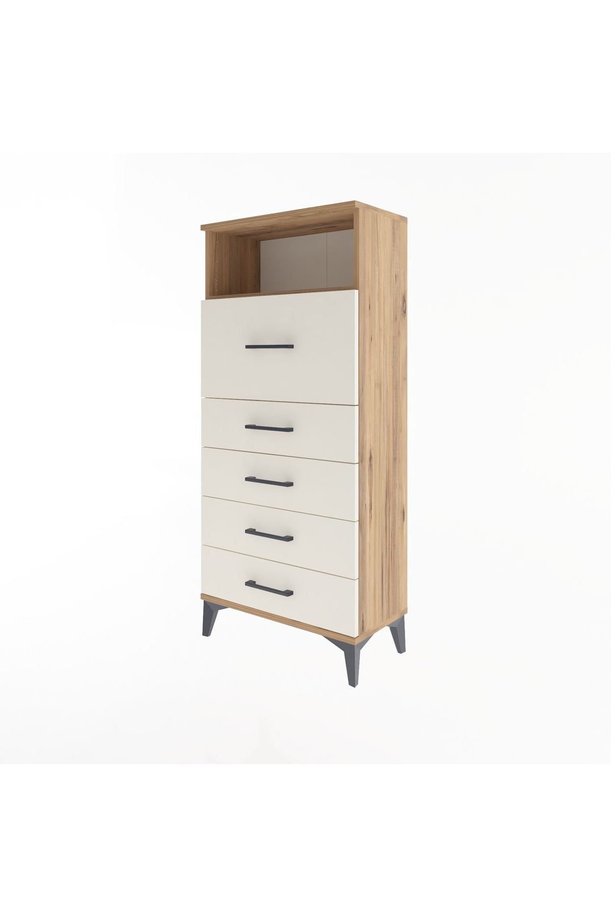 Arges Dolap Tek Raflı 5 Çekmeceli 60x30x134 Çam-Aytaşı