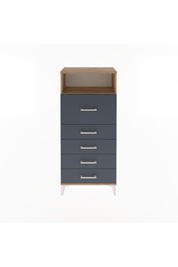 Arges Dolap Tek Raflı 5 Çekmeceli 60x30x134 Çam-Antrasit