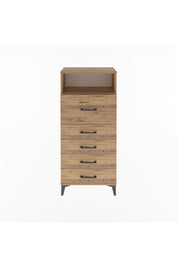 Arges Dolap Tek Raflı 5 Çekmeceli 60x30x134 Çam-Çam