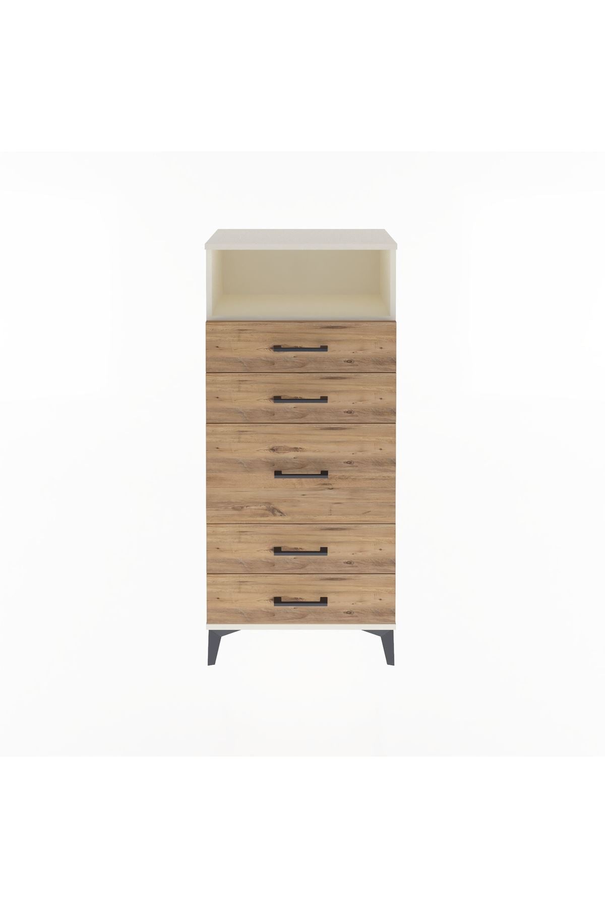 Arges Dolap Tek Raflı 5 Çekmeceli 60x30x134 Aytaşı-Çam