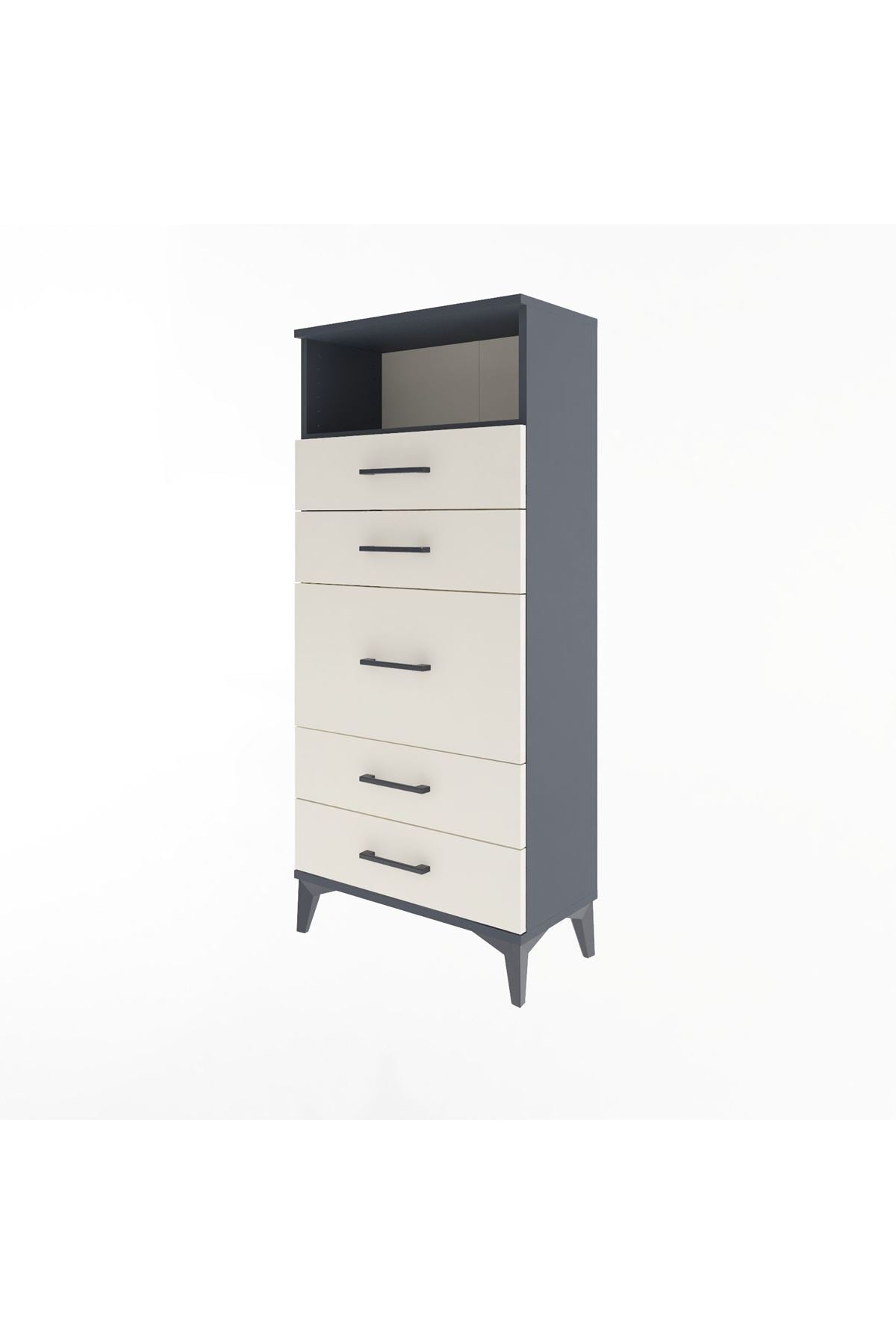 Arges Dolap Tek Raflı 5 Çekmeceli 60x30x134 Antrasit-Aytaşı