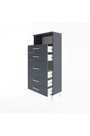 Arges Dolap Tek Raflı 5 Çekmeceli 60x30x134 Antrasit-Antrasit