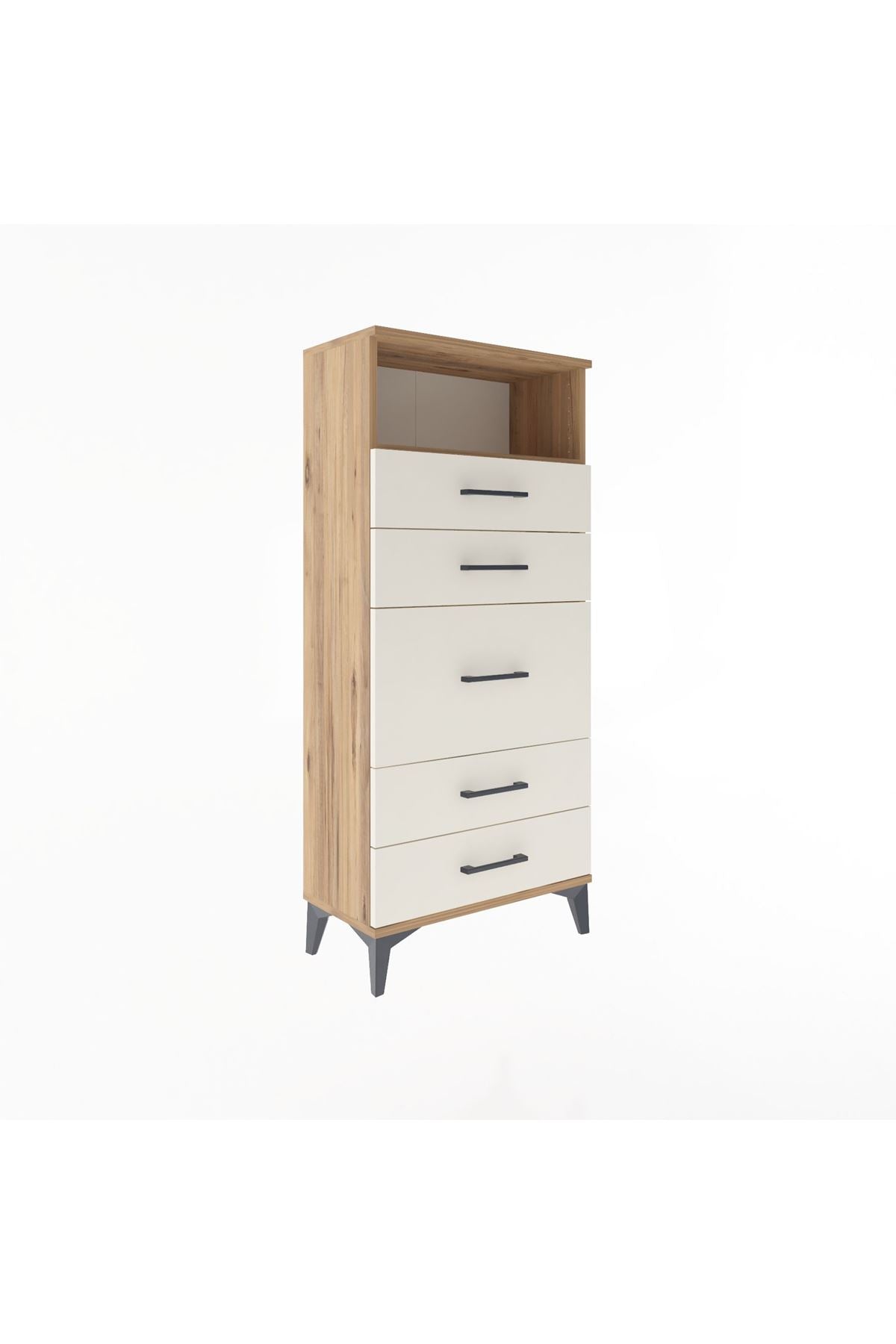 Arges Dolap Tek Raflı 5 Çekmeceli 60x30x134 Çam-Aytaşı