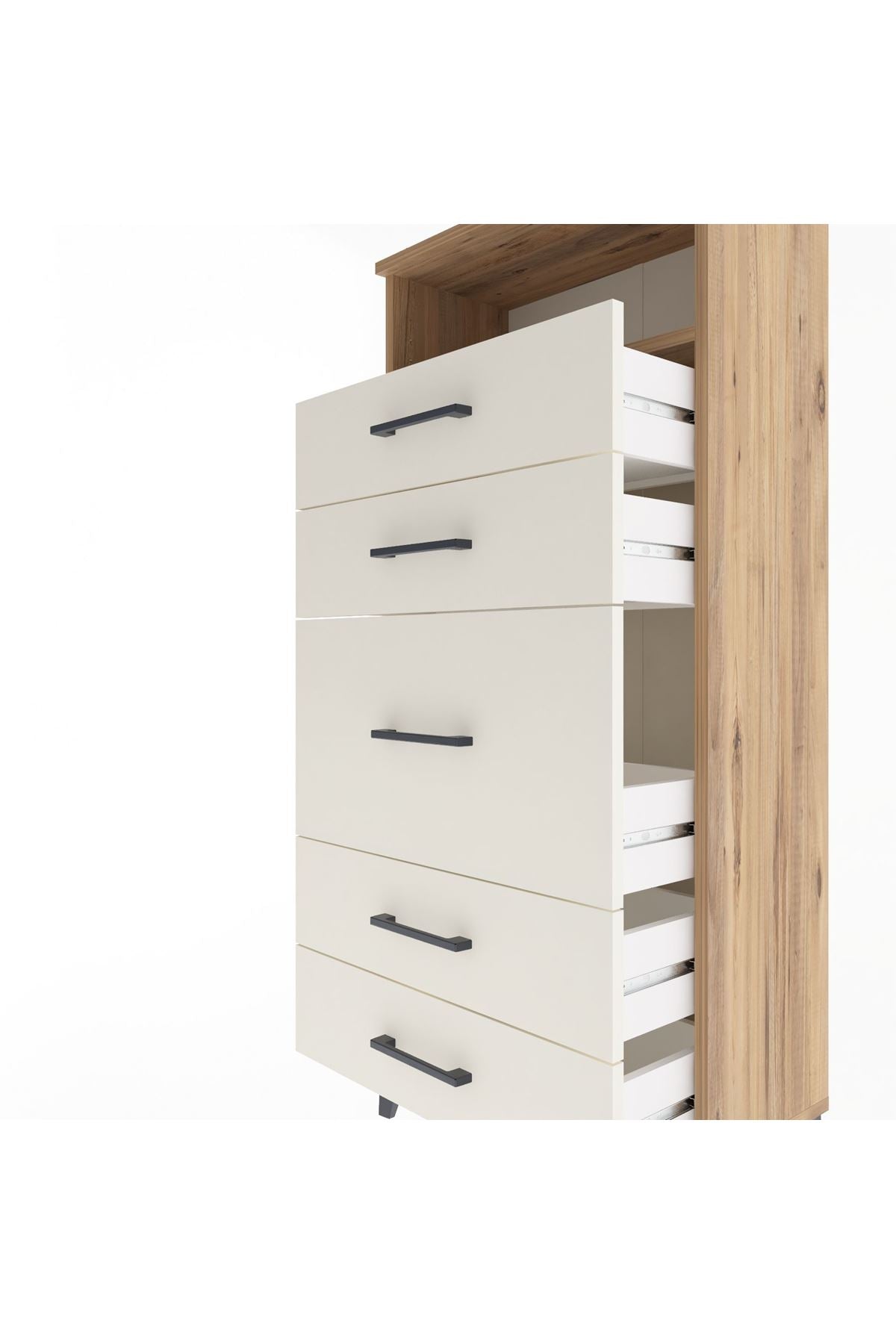 Arges Dolap Tek Raflı 5 Çekmeceli 60x30x134 Çam-Aytaşı