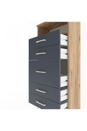 Arges Dolap Tek Raflı 5 Çekmeceli 60x30x134 Çam-Antrasit