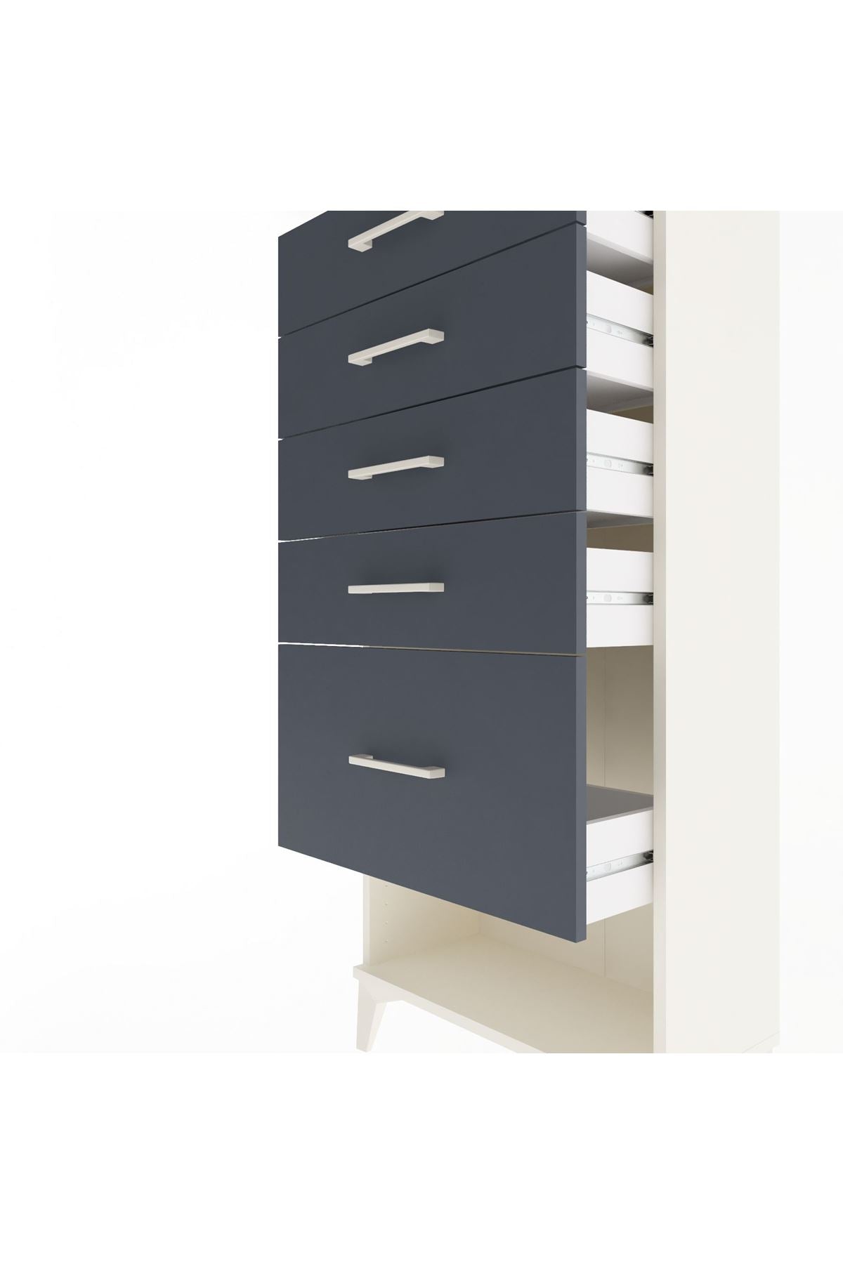 Arges Dolap 5 Çekmeceli 60x30x134 Aytaşı-Antrasit