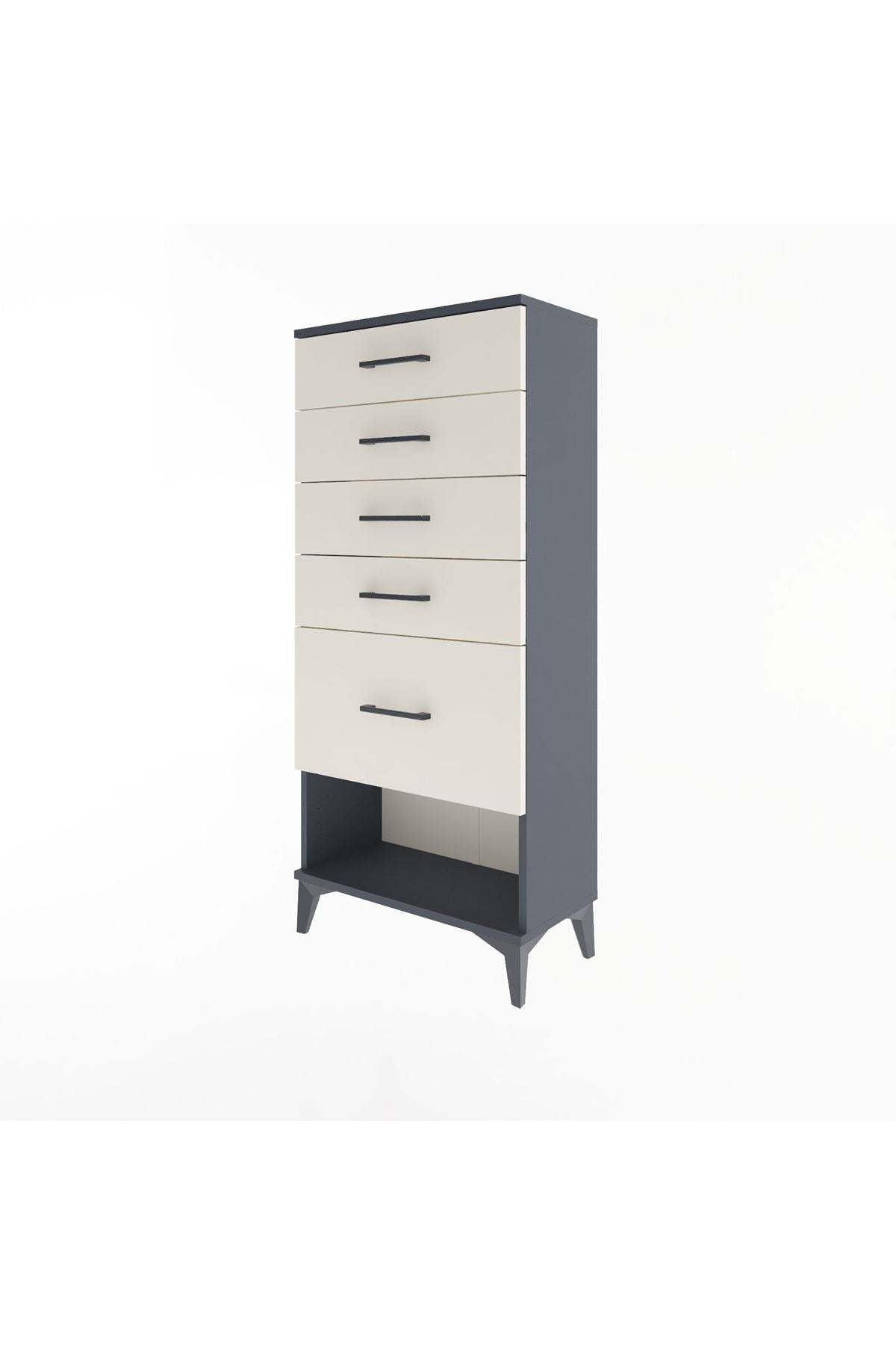 Arges Dolap 5 Çekmeceli 60x30x134 Antrasit-Aytaşı