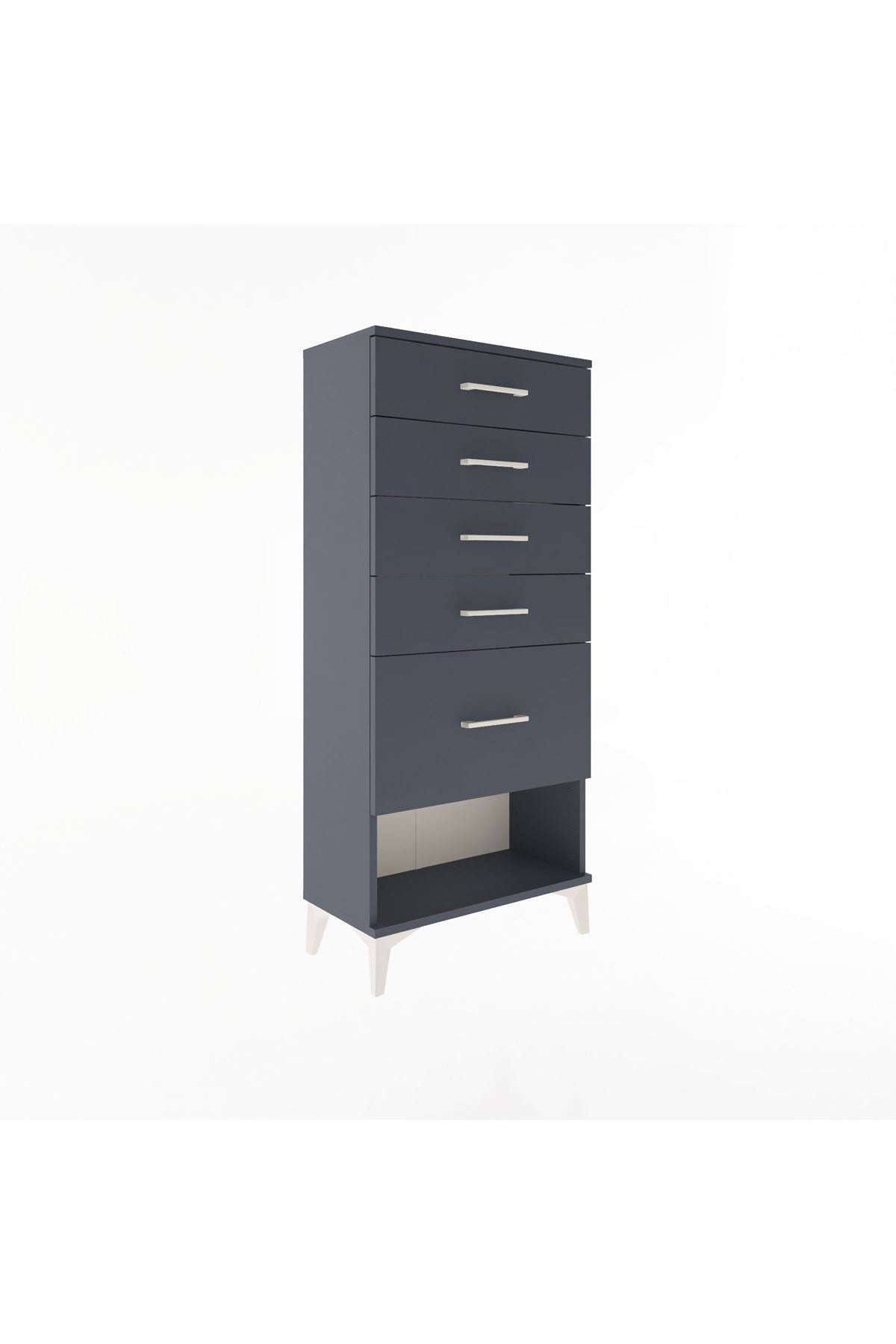 Arges Dolap 5 Çekmeceli 60x30x134 Antrasit-Antrasit