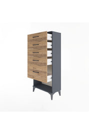Arges Dolap 5 Çekmeceli 60x30x134 Antrasit-Çam