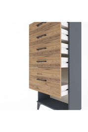 Arges Dolap 5 Çekmeceli 60x30x134 Antrasit-Çam