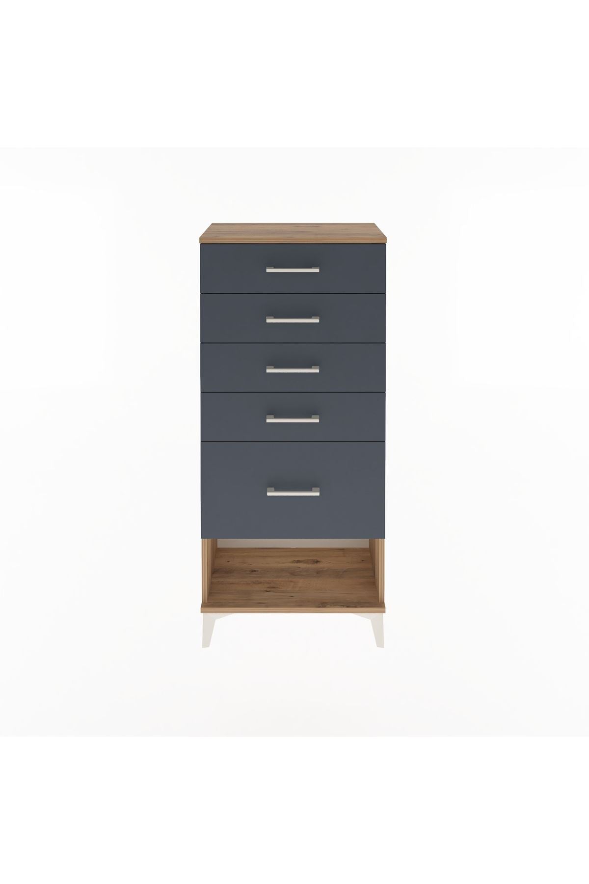 Arges Dolap 5 Çekmeceli 60x30x134 Çam-Antrasit