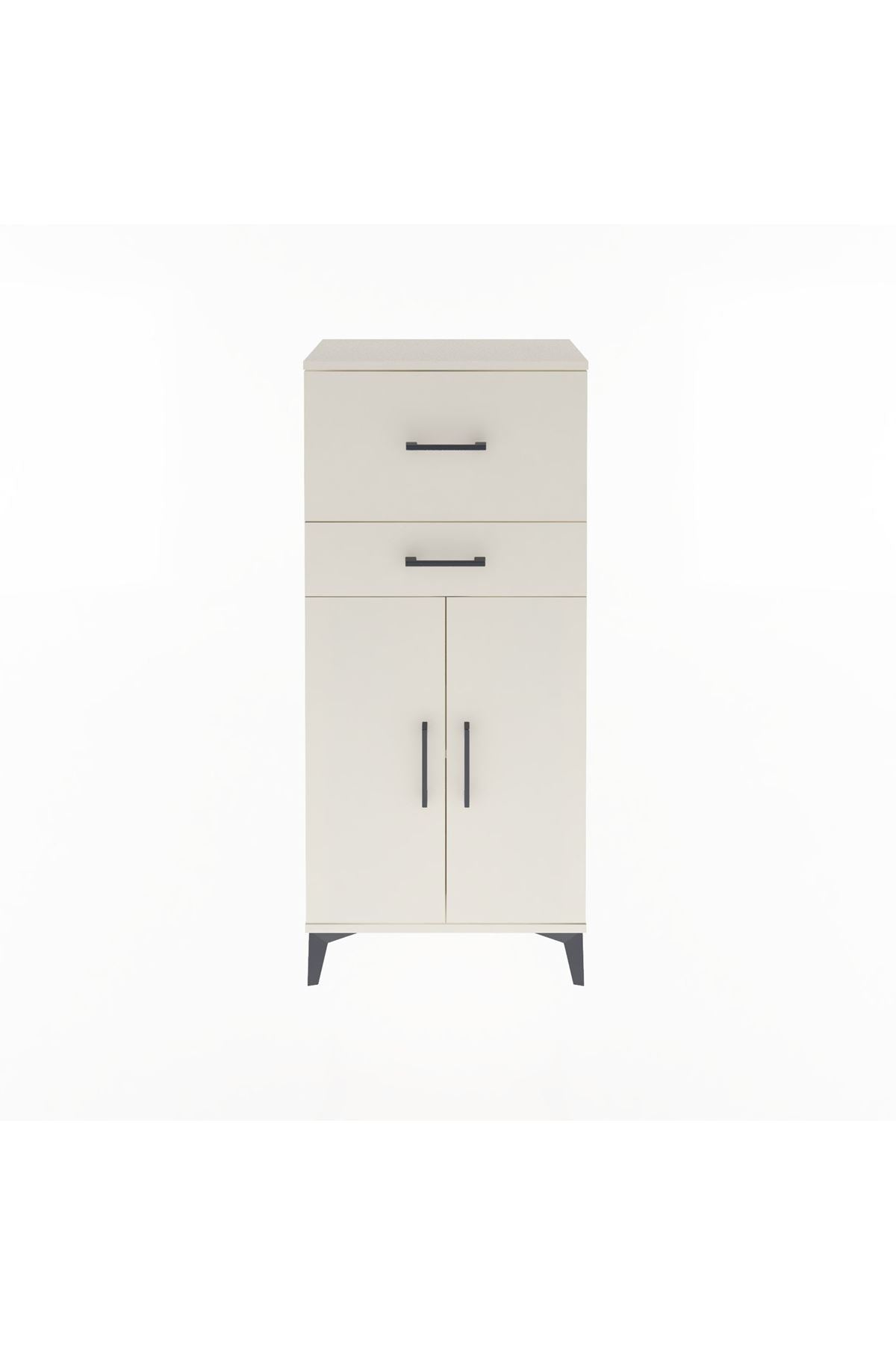 Arges Dolap Tek Raflı 2 Çekmeceli 2 Kapaklı 60x30x134 Aytaşı-Aytaşı