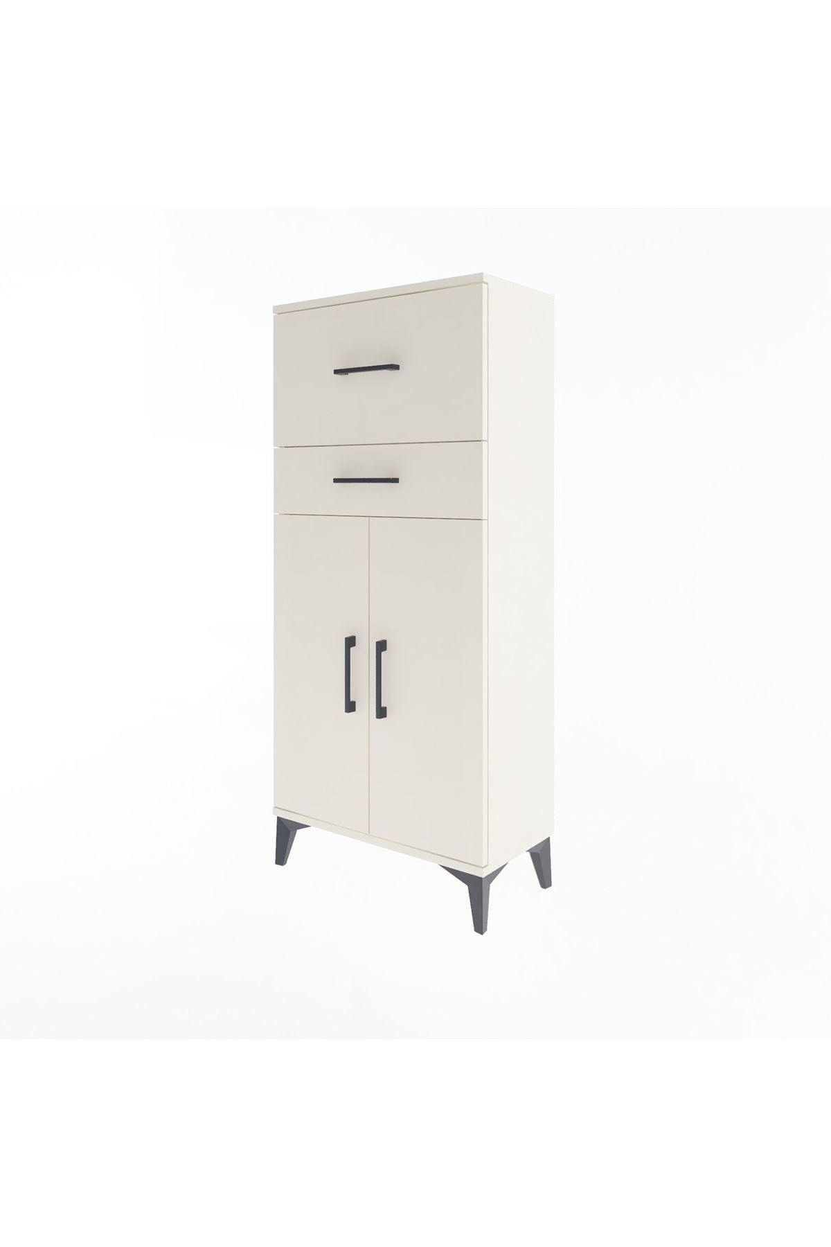 Arges Dolap Tek Raflı 2 Çekmeceli 2 Kapaklı 60x30x134 Aytaşı-Aytaşı