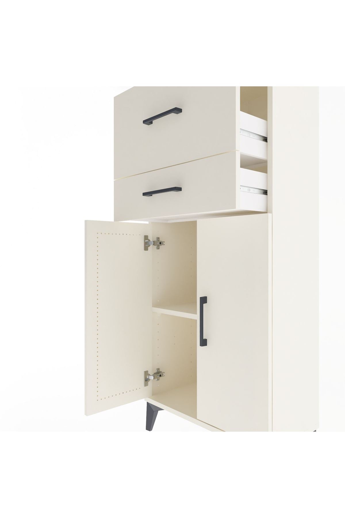 Arges Dolap Tek Raflı 2 Çekmeceli 2 Kapaklı 60x30x134 Aytaşı-Aytaşı