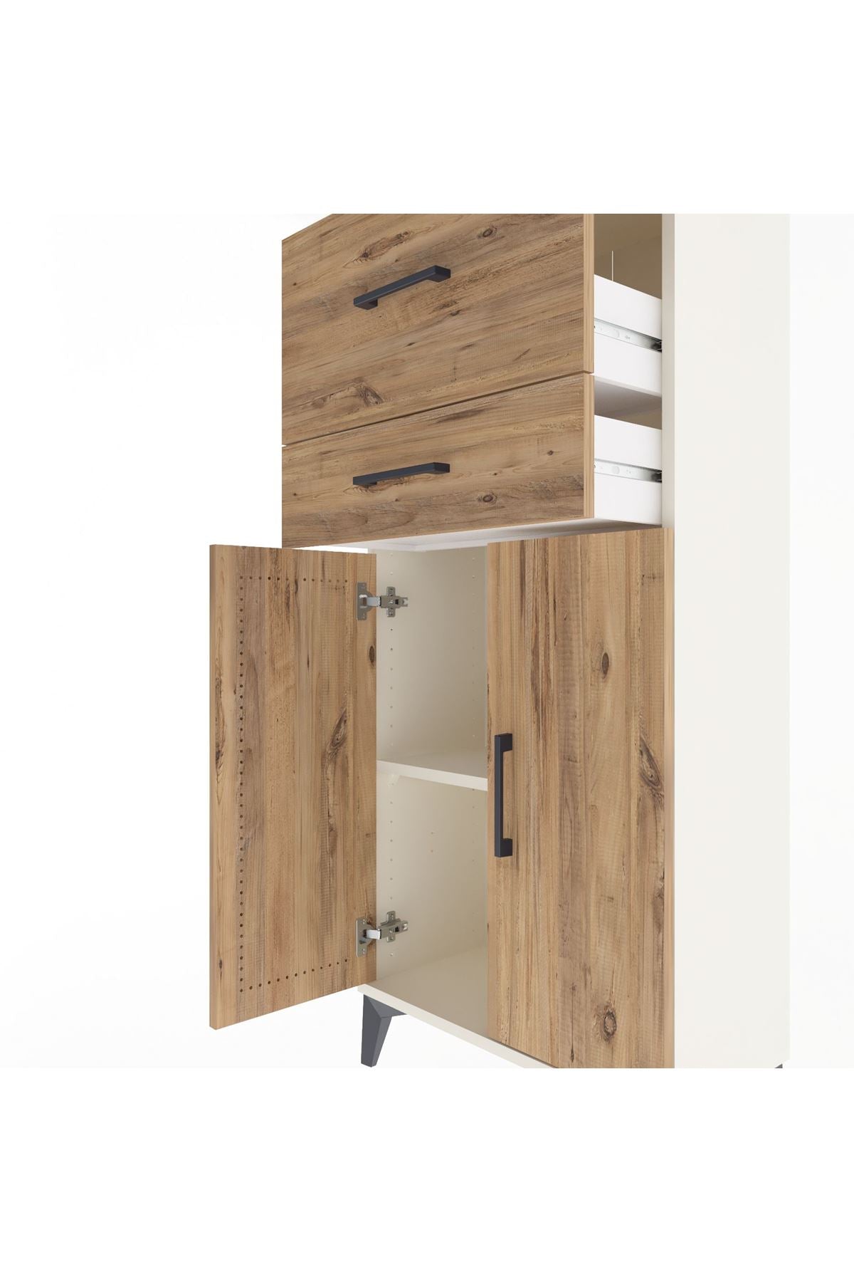 Arges Dolap Tek Raflı 2 Çekmeceli 2 Kapaklı 60x30x134 Aytaşı-Çam