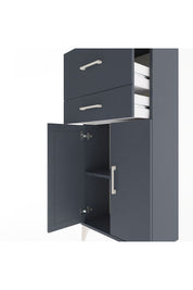 Arges Dolap Tek Raflı 2 Çekmeceli 2 Kapaklı 60x30x134 Antrasit-Antrasit